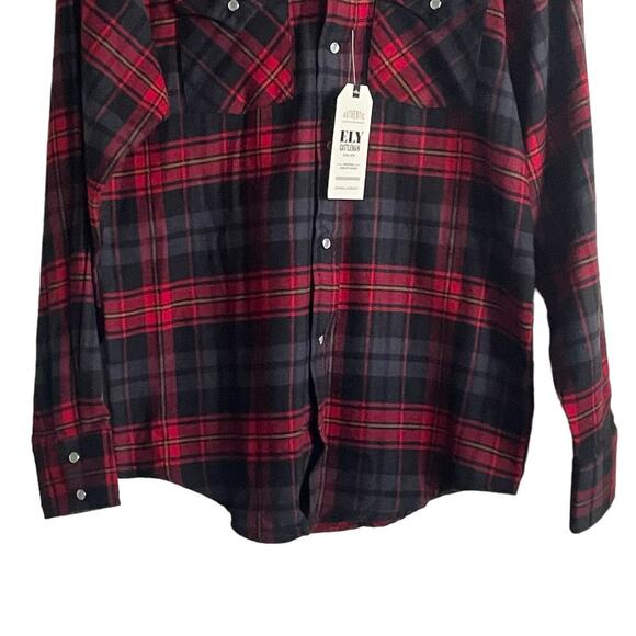 Ely Cattleman Women Flannel Top S Red Long Sleeve Pearl Snap Closure Western NEW - Picture 8 of 10